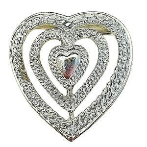 Gerry's‎ Heart Broach Pendant Pin Signed Vintage Silver Tone 1.5"